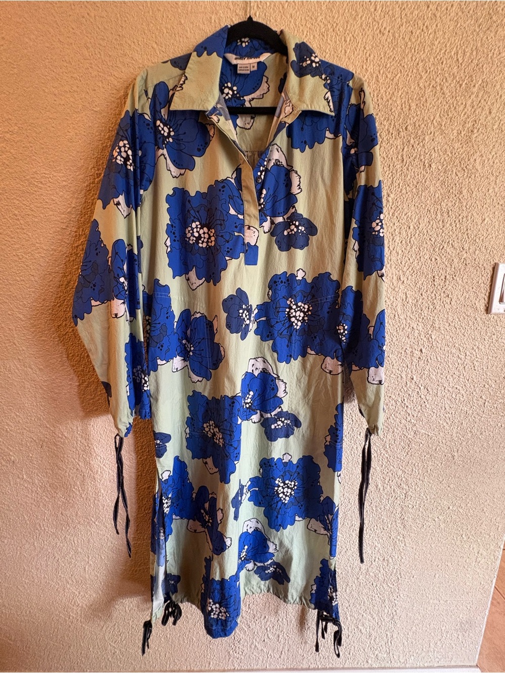 Anthropologie Blue Floral Long Sleeve Women’s Dress Sz M